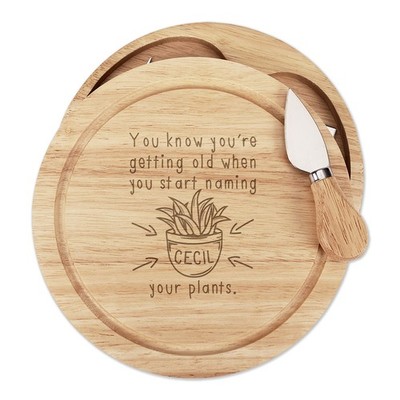 Gift Base Käsebrett Messer Set Holz 21x21x3.5cm 1-teilig