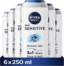  Sensitive Shower Gel for Men | Alcohol Free Body Wash | 6 x 250ml 6.67 per litre