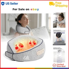 Neck Massager Pillow Polyester Heated Shiatsu Deep Tissue Pain Relief Travel