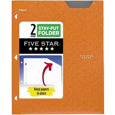 Mead Five Star Stay-Put 2-Pocket Plastic Folder Asst Colors School Office Home
