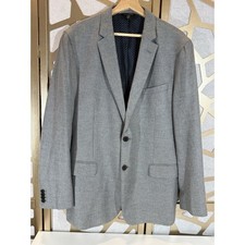 Banana Republic Mens 44 R Slim Fit Grey Herringbone Cotton Blazer Sport Coat
