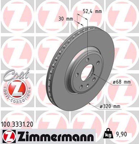 2X Bremsscheibe Coat Z Zimmermann 100.3331.20 FüR Audi A5 A4 Q5 B8 1LB 1LA 8K5-image