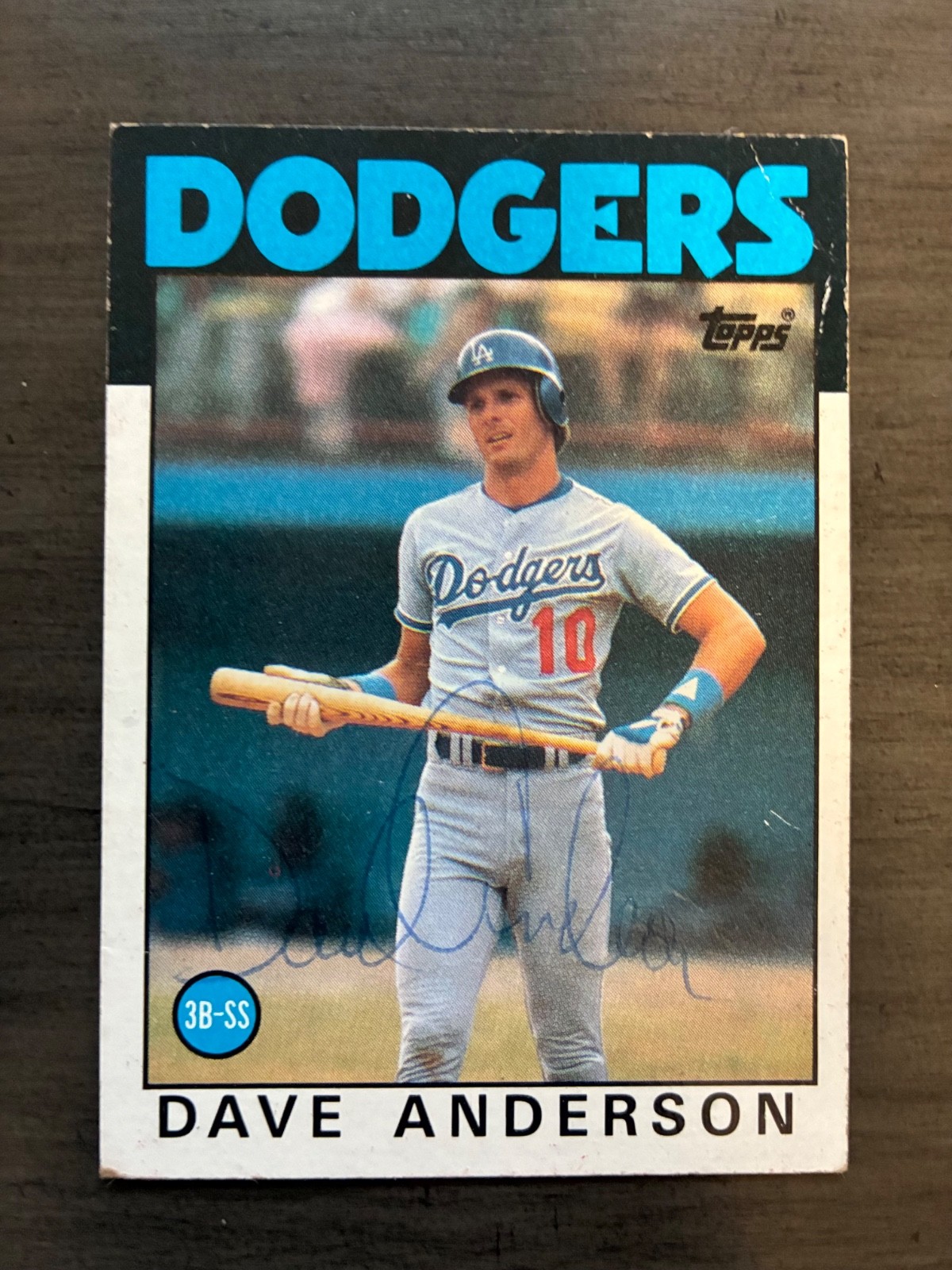 1986 Topps Dave Anderson Autographed Baseball Card Los Angeles Dodgers