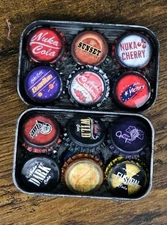 WEATHERED Fallout Nuka Cola Bottle Cap Stash Tin Of 18 *Unofficial, Handmade*