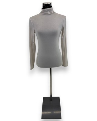 H&M Damen Lyocell - Shirt mit Turtleneck Gr. S Hellbeige Langarmshirt Oberteil