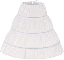 Kumeng Girls' 3 Hoops Petticoat Full Slip Flower Girl Crinoline Skirt White