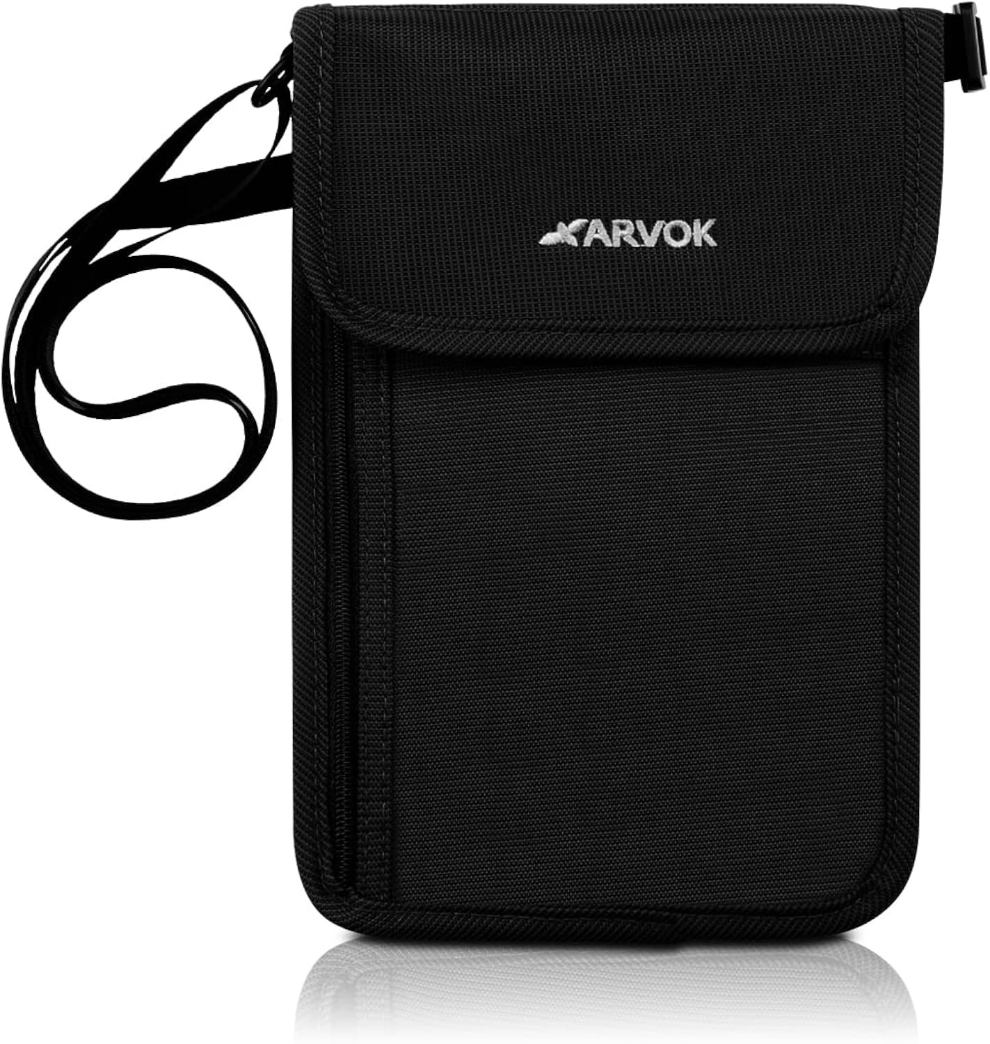 Travel Wallet with RFID Blocking Neck Pouch Passport Holder Adjustable Strap