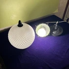 VTG Mid Century White Hobnail Milk Glass Swag Lamp Ceiling Hanging  Light 9”