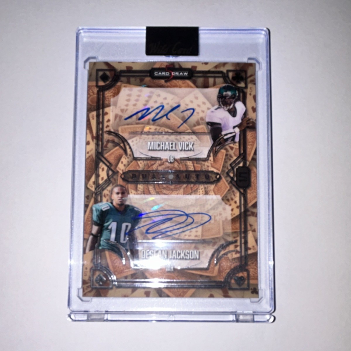 Wild Card 5 Card Draw 1/1 Dual Auto Michael Vick DeSean Jackson