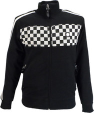 Trojan Mens Black Chequerboard Stripe Retro Track Tops