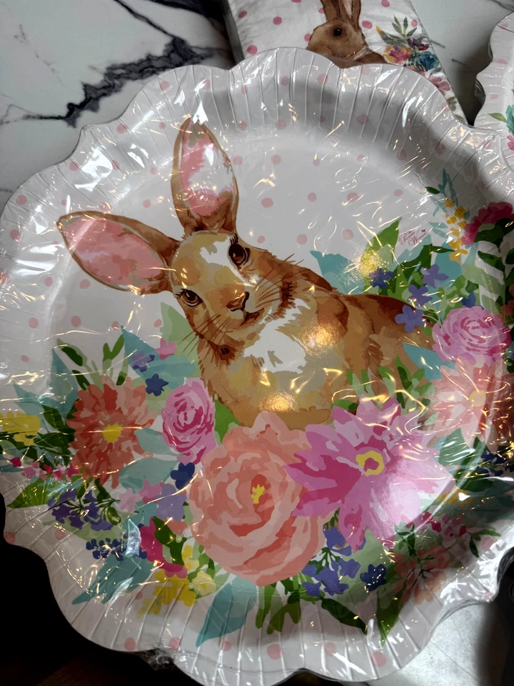 7 Conejito de Pascua Mujer Pionera Flor Primavera Floral atemporal ETC. Lote de placas de papel Foto 2 de 4