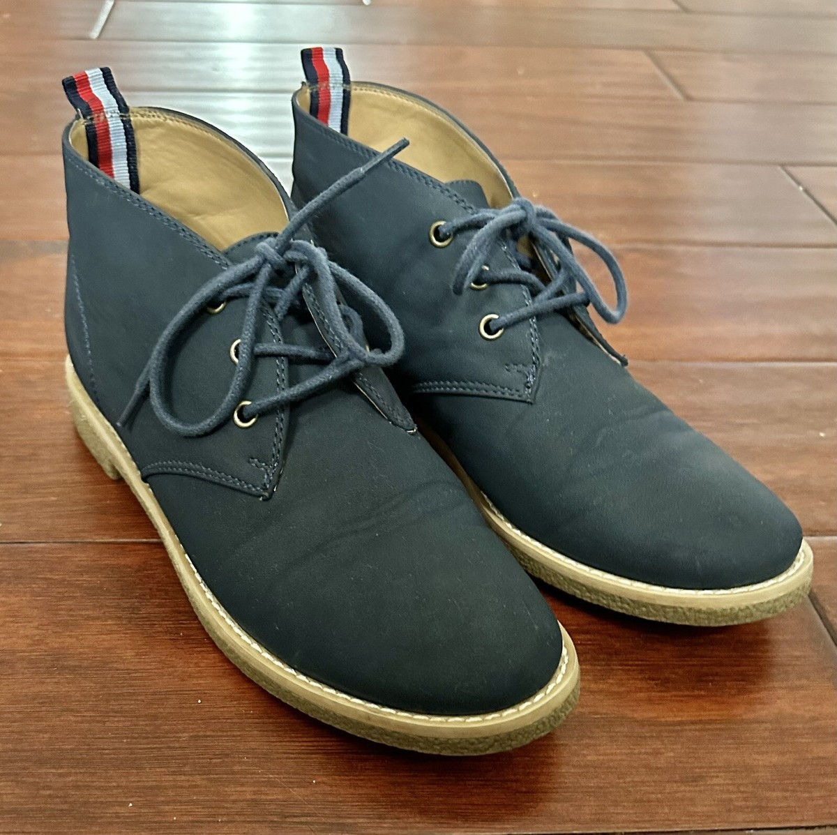 Tommy Hilfiger Navy Blue Chukka Ankle Boots Faux Leather Sz  display picture 1