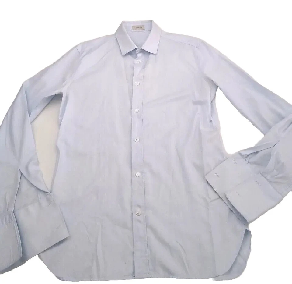 Camisa de vestir Balenciaga para hombre azul polvo patrón de cabeza de uñas LS puño francés 42 Foto 3 de 4