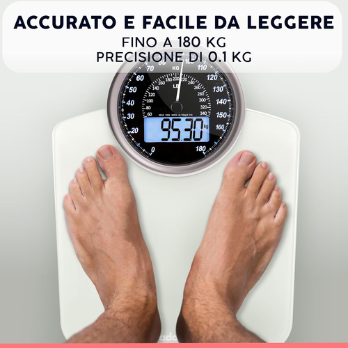Bilancia Pesapersone Ibrida + Digitale & Analogica 2-In-1 - Fino a 180 Kg - Ampi - Foto 5 di 12