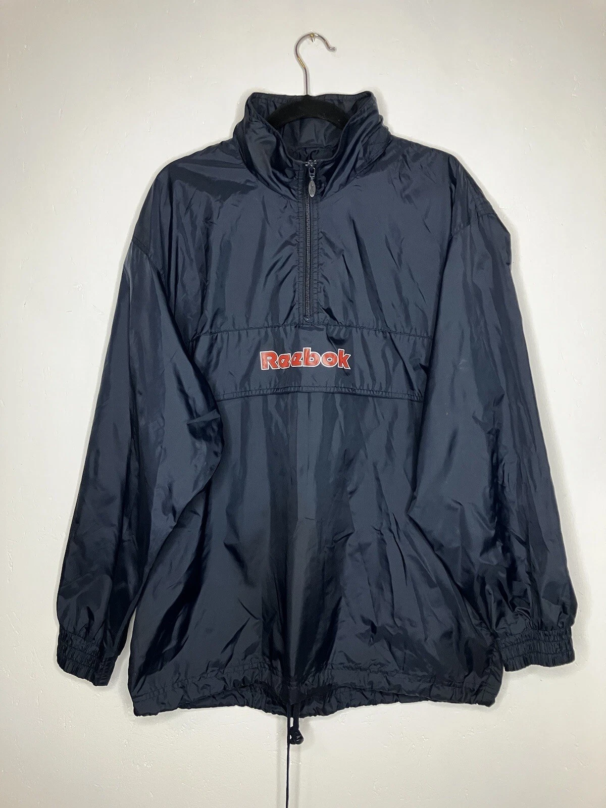 Men’s Vintage Reebox Overhead Lightweight Rain Coat Navy 36’ Small