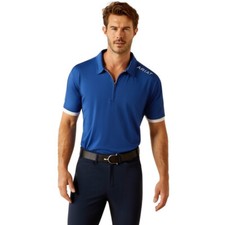 Ariat Mens Bandera 1/4 Zip Polo Shirt Top Soladite Blue BNWT New L Large