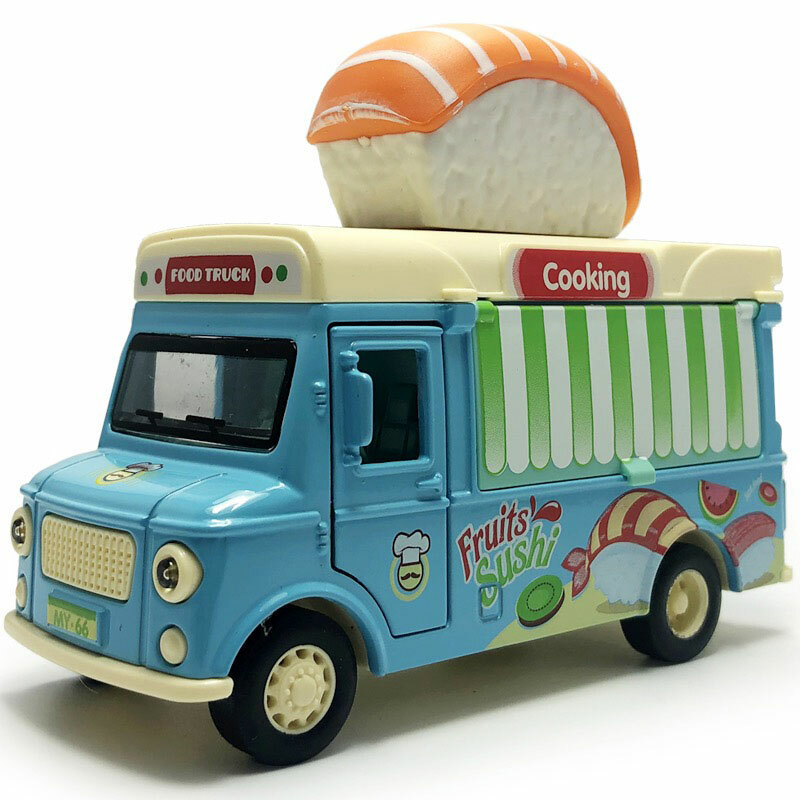 Sushi Food Truck Toy Car Diecast Model Car 1:36 Metal Toys for Boys Kids Gifts