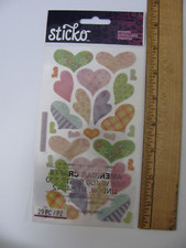 Sticko Stickers VELLUM PASTEL HEARTS 29 Pieces NOS