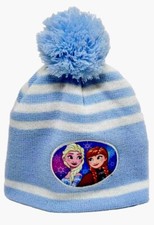 Disney Frozen Movie Elsa Blue Beanie Hat Cap Knit Winter Ski Costume Pom Pom New
