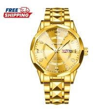 Men's Quartz Watches 3 ATM Waterproof Luminous Date Stainless Steel Wristwatch