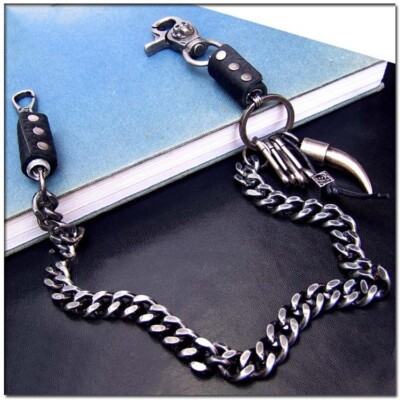 Vintage 22 Inch Biker Trucker Skull Jean Wallet Key Heavy Chain Accessory