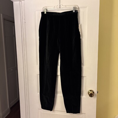 Chaus Round Hill 100% Brushed Cotton Pants Size 10 Neo Black Side Zipper NWT