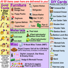 GOLD TOOLS, DIYs, Bells  more island essentials Animal Crossing:New Horizons