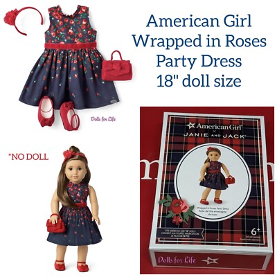 American Girl Janie and Jack Wrapped Roses Party Dress Outfit for 18'' Doll NEW
