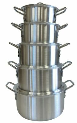 10-TEILIGES ALUMINIUM TOPFSET MIT GRIFF KOCHGESCHIRR TOPF PFANNEN SPÜLMASCHINENFEST 0-4 
