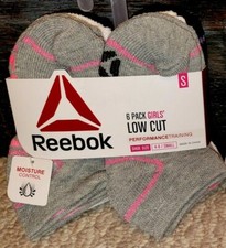 Reebok Girls Youth 6-Pk Low Cut Socks Size SMALL 4-8 Multicolor 6 pairs