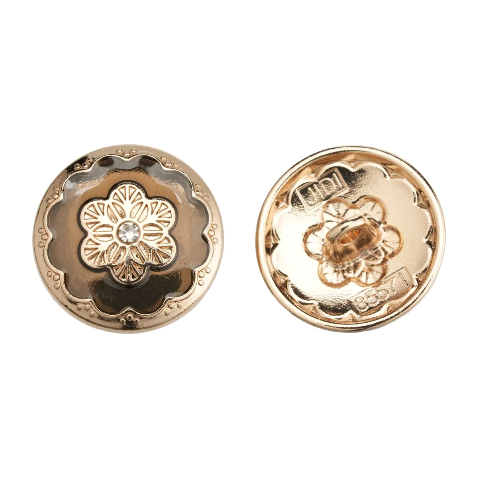 5pcs Flower Crystal Metal Button, Vintage Style for Sewing & DIY Crafts - Image 2 of 3