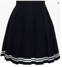 Women School Uniforms Plaid Pleated Costume Mini Skirt, Sz.M