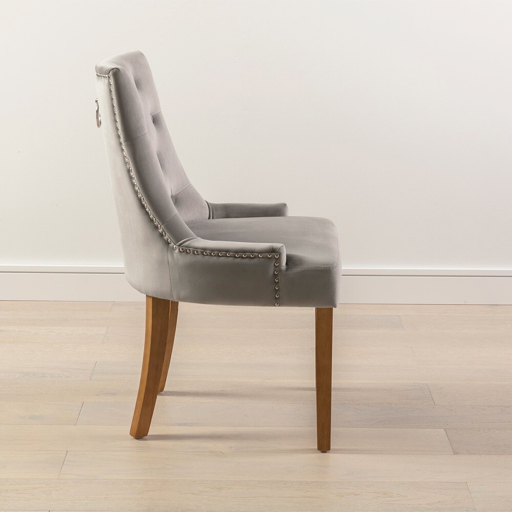 Cotswold Charcoal Grey 1.8 Table and 6 Grey Velvet Scoop ChairsFC60D