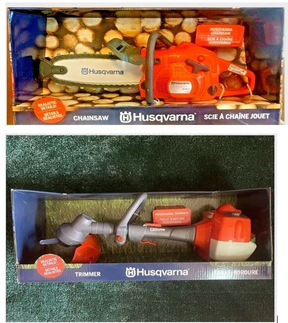 HUSQVARNA TOY CHAINSAW & TOY TRIMMER COMBO DEAL GIVE EM A REAL THRILL! 3 YEARS +