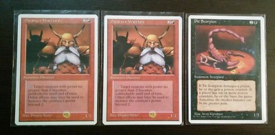 MTG Dwarven Warriors, Pit Scorpion Ink Blotch Misprint Error (5th Edition) Set