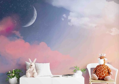 3D Sky Moon Watercolor Wallpaper Wall Murals Removable Wallpaper