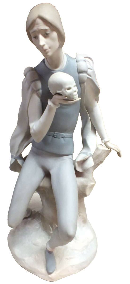 Large Lladro Hamlet Porcelain Figurine Holding Yorick's Skull Hand
