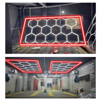 14 Hexagon LED Lampe Röhren Werkstatt Garage Decken Leuchte Waben Beleuchtung