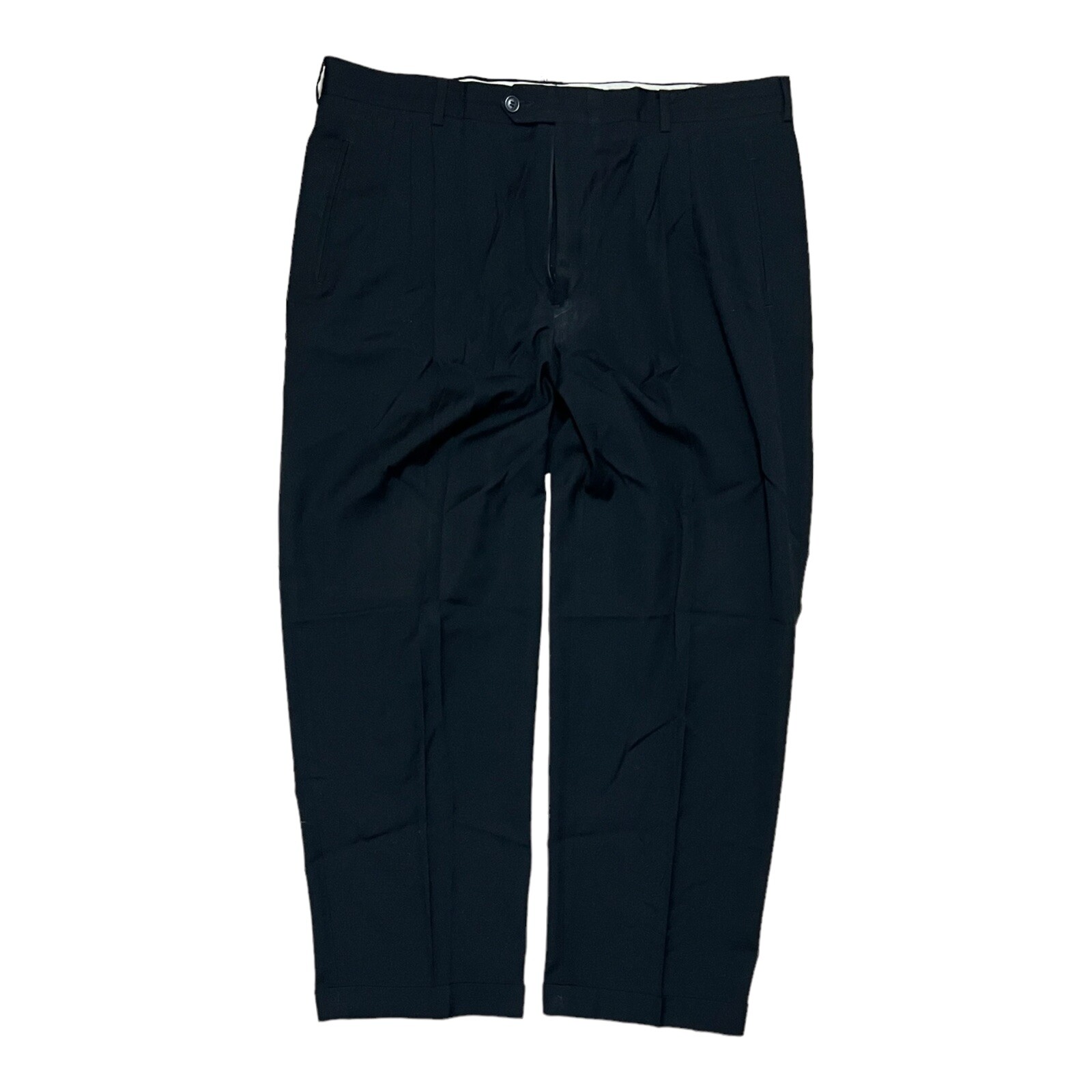 YSL Yves Saint Laurent Pour Homme Pantalone Lana Pieghettato Nero Uomo Taglia 40x30