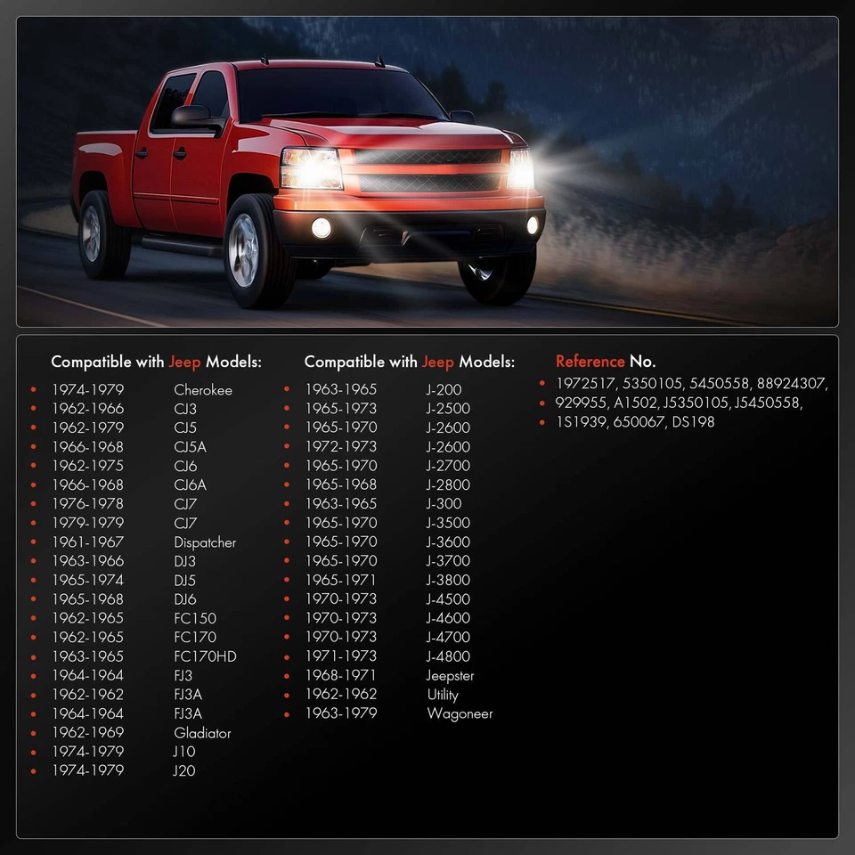 Interruptor de faros para Jeep Cherokee 1974-1979 Wagoneer Gladiator CJ3 CJ5 J10 J20 Foto 2 de 4