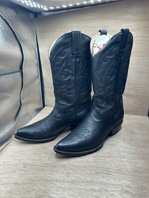 VINTAGE RUDEL Cowboy Boots Mens 9 EE Black Italian Black  display picture 2