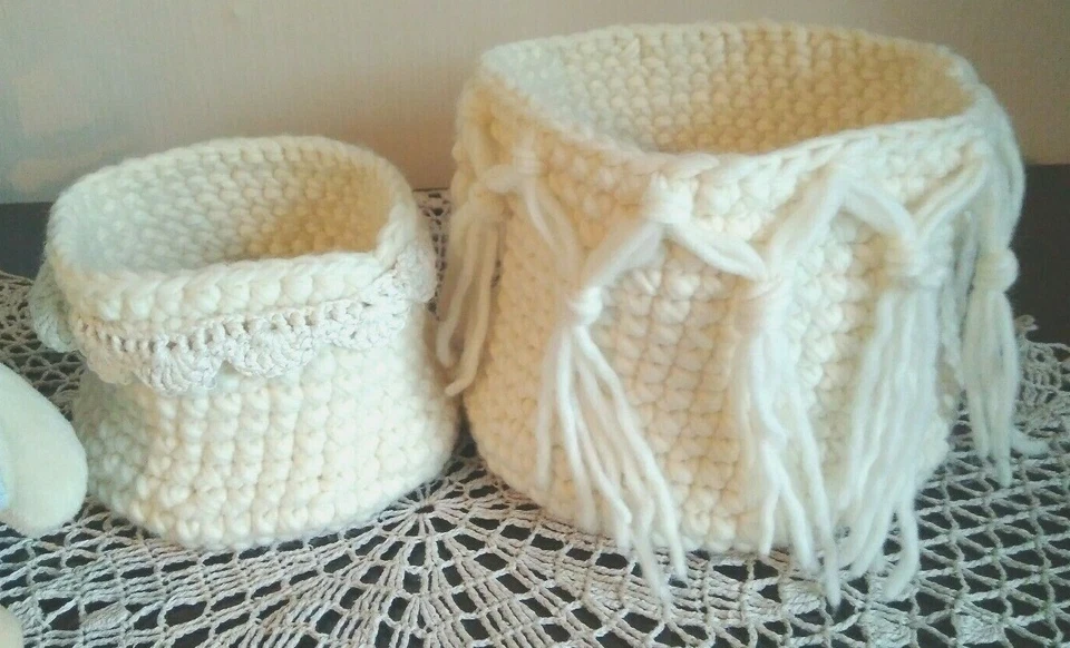 Set of 2 crochet baskets, Storage boxes, Decorative storage baskets,Home decor - Image 3 of 4