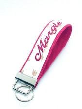 Fabric handmade Key Fob/ Rose Gold/ Arrows / Monogram/ fuchsia/ wristlet