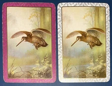 EN56 Swap Playing Cards 2 VINTAGE ENGLISH NAMED WOODCOCKS GAME BIRDS