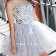 100% Authentic Sherri Hill Silver Short Prom Dress