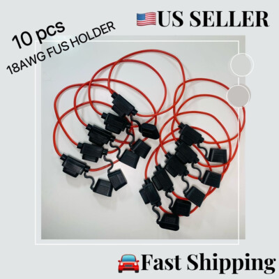 10pcs 18 Gauge ATC Loop Fuse Holders – Inline Waterproof Blade Fuse Holders For 12V
