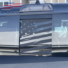 2016-2023 Toyota Tacoma Rear Window Distressed American Flag Decal Sticker Black