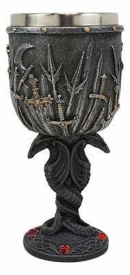 Ebros Valyrian Steel With Entwined Double Dragons Wine Goblet