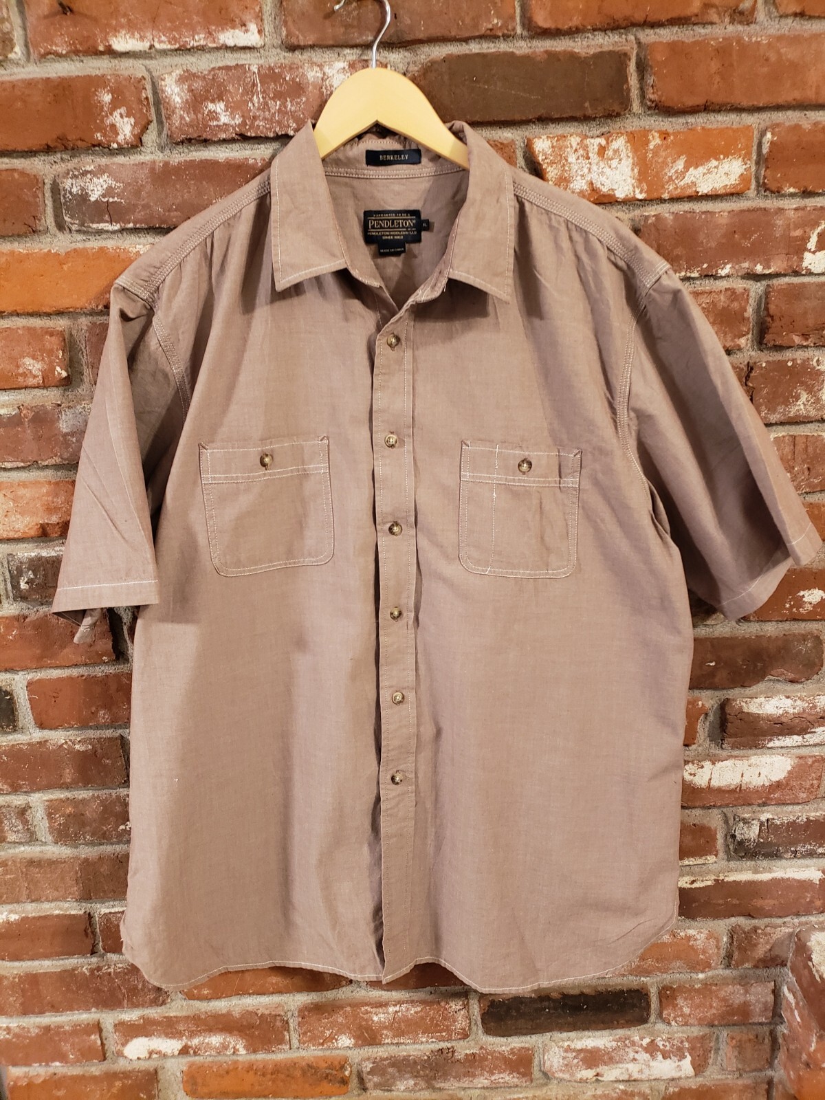 Pendleton Mens Berkeley Button Down Shirt Brown W… - image 1