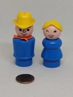 Vintage Fisher Price little people blue man/farmer/cowboy & wife/mom